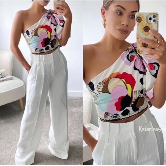 LAST ONE 🌺 NWT ZARA Asymmetrical Multicolored Top - Picture 16 of 16